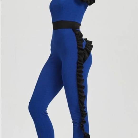 NWT Royal Blue Ruffled Jumpsuit - Picture 3 of 4